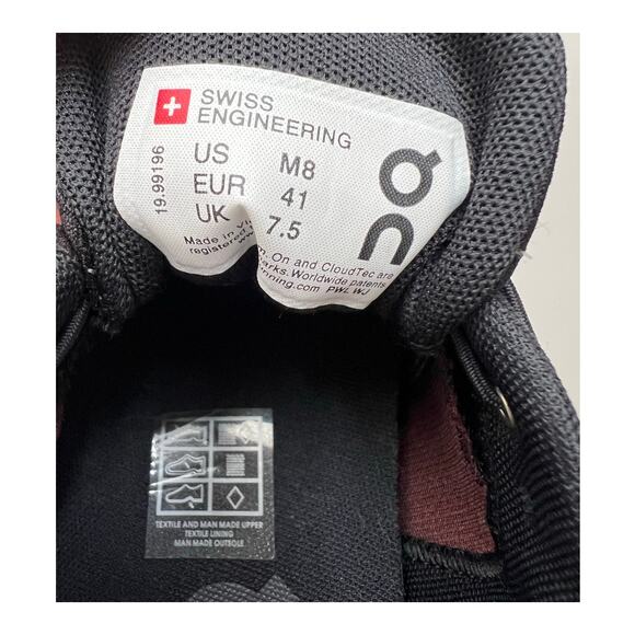 On Cloud Tec Athletic Running Sneakers 19.99196 Ox Shadow Maroon Size M8 Unused - Picture 6 of 10